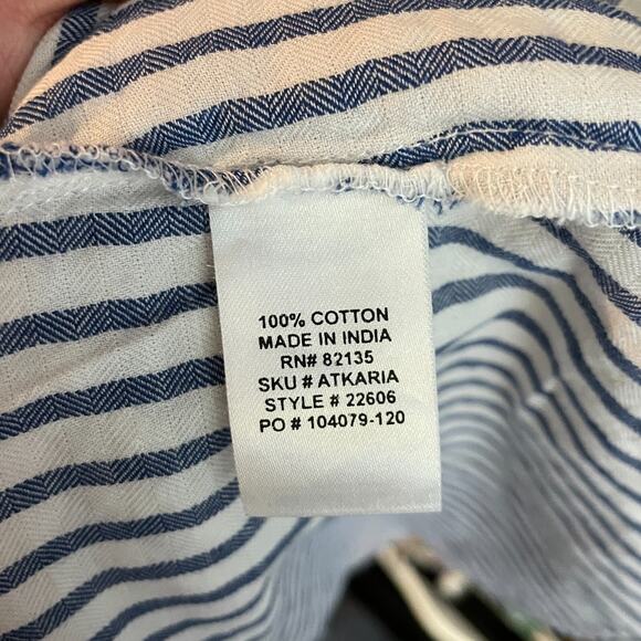 Women's Medium Fresh Produce Blue Stripe Tassel Sleeveless Cotton Blouse - Picture 5 of 5